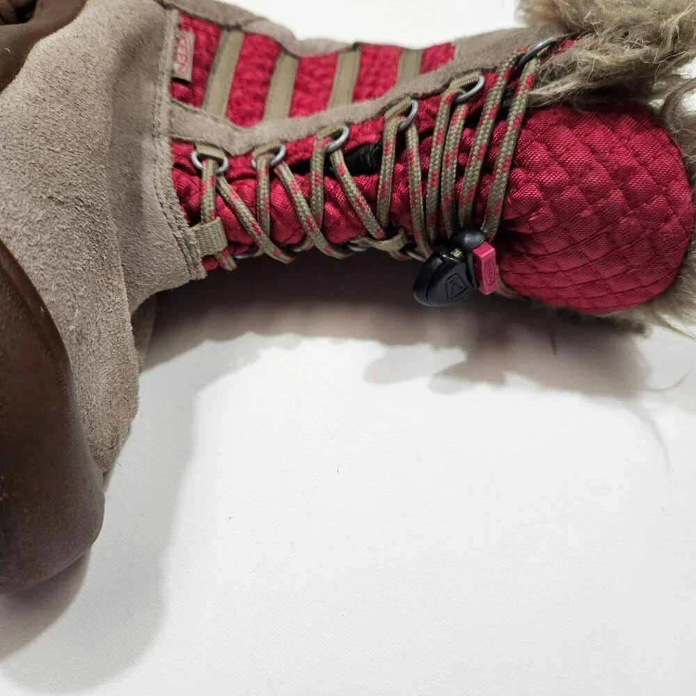 KEEN Kids Insulated Winter Boots Waterproof Slip on Pink‎ Brown